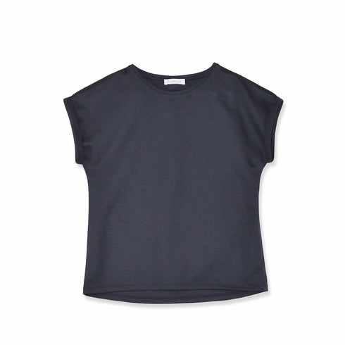 【日本製】 tシャツ レディース 半袖 インナー 柔らかい 薄手 無地 ショートスリーブ ネイビー(FL23SS-21W-na)
